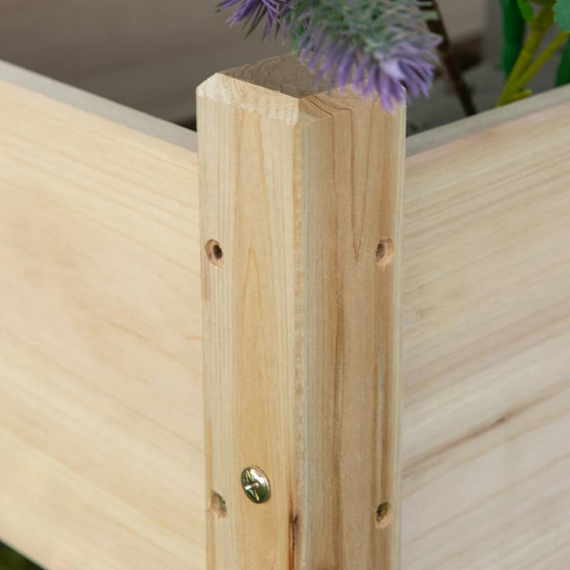 Outsunny 34"x34"x28" 2-Tier Raised Garden Bed Wooden Planter Box for Backyard, Patio to Grow Vegetables, Herbs, and Flowers