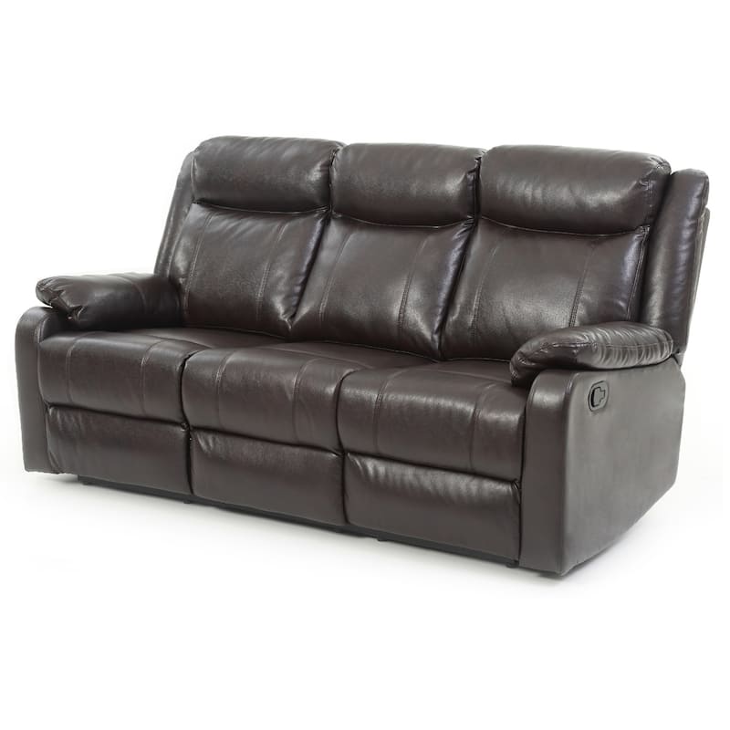 Faux leather 3-Seater Reclining Sofa - 76" - Dark Brown
