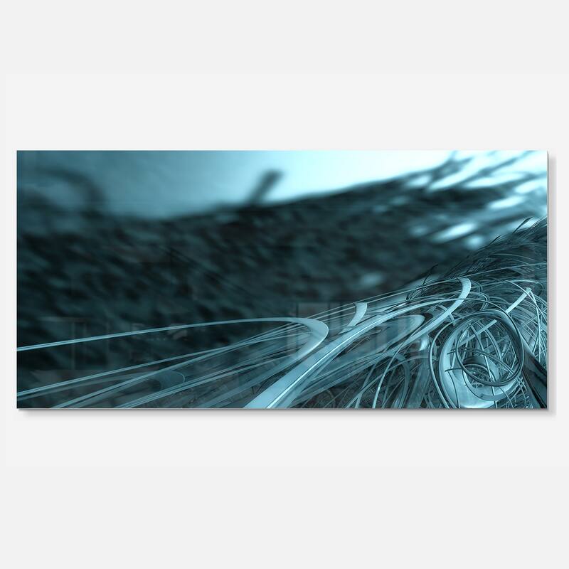 Fractal 3D Bottom Stripes - Abstract Art Glossy Metal Wall Art - 28 in. wide x 12 in. high