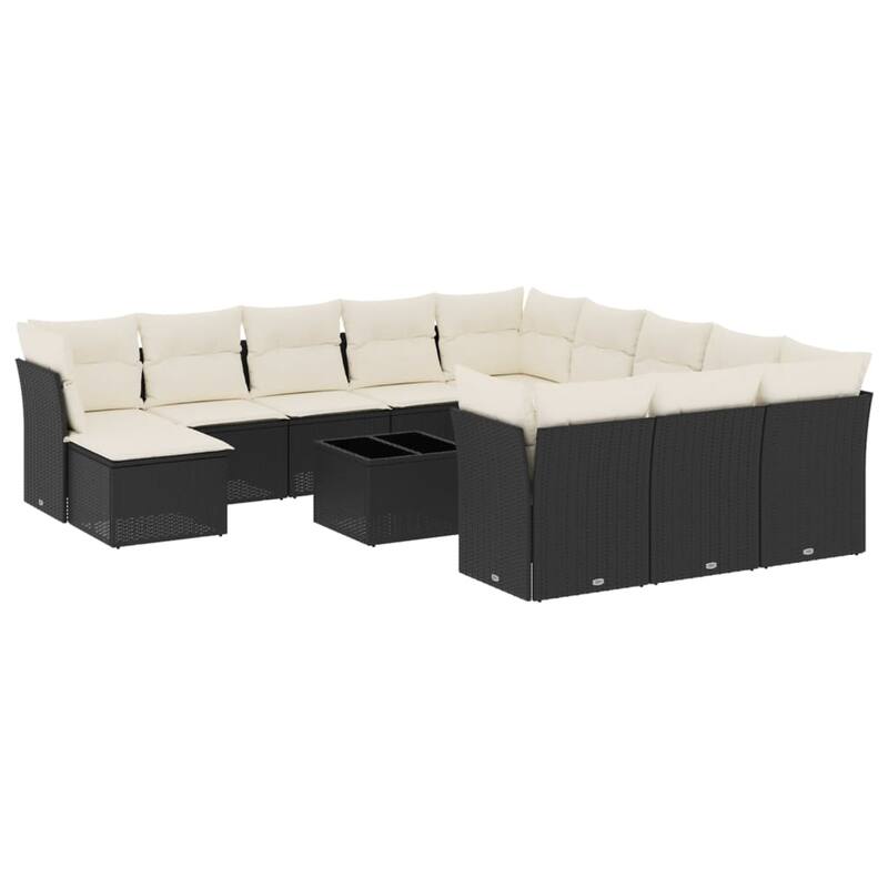 vidaXL Garden Sofa Set Black PE Rattan Large Modular Garden Sofa Set - 21.7 x 21.7 x 14.6