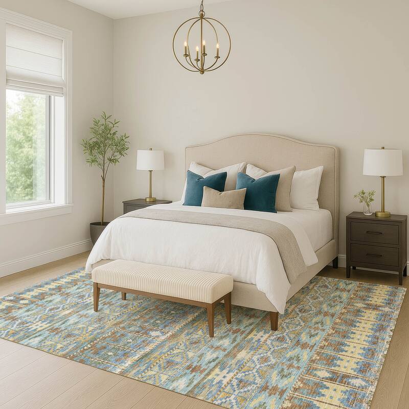 Machine Washable Indoor/ Outdoor Global Haswell Chantille Rug