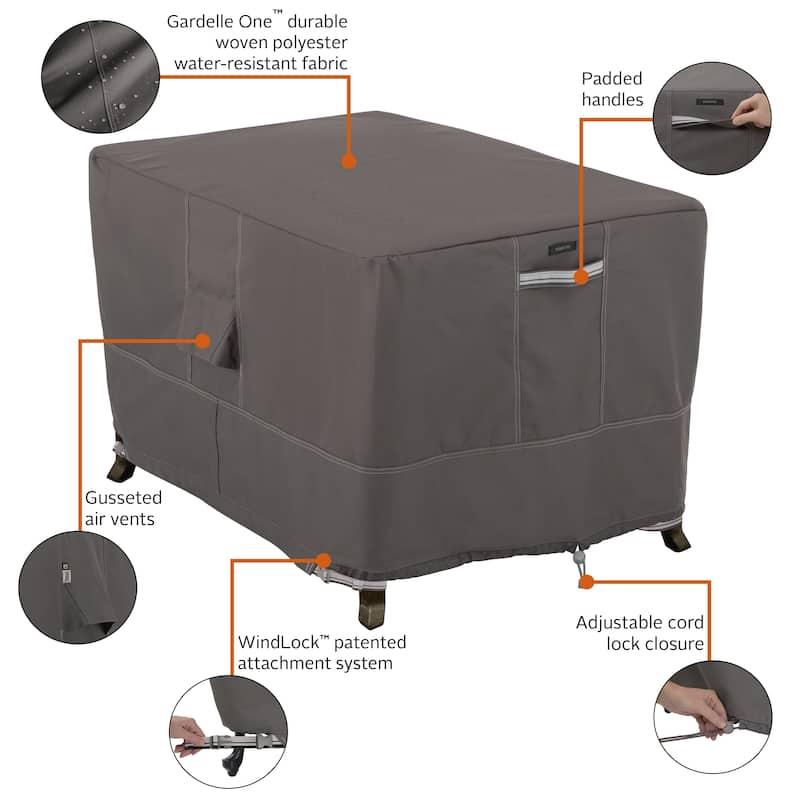 Classic Accessories Ravenna Water-Resistant 40 Inch Rectangular Fire Pit Table Cover