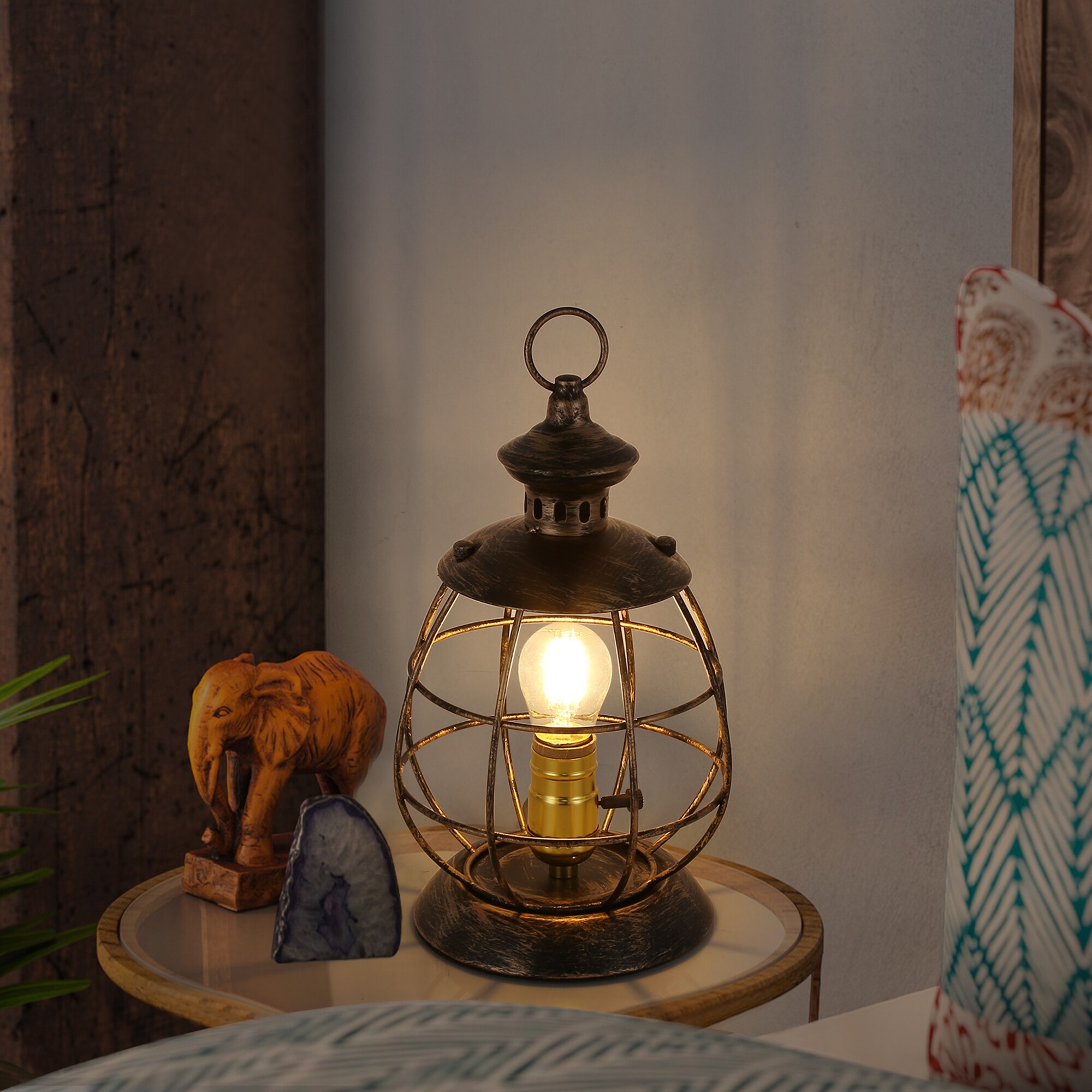 Industrial lantern table lamp outlet