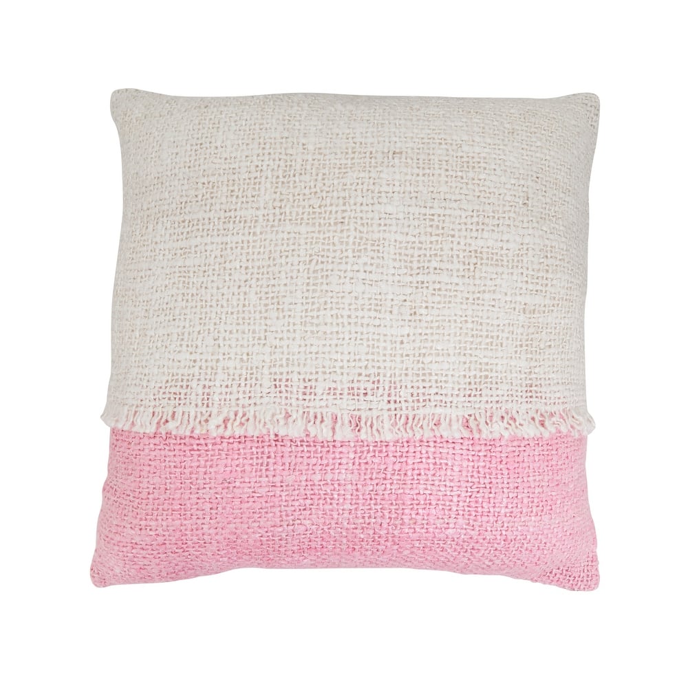 Two-Tone Fringe Throw Pillow