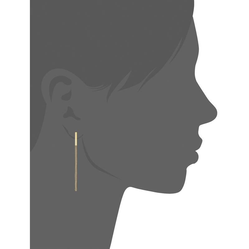 14k Yellow Gold Bar with Cable Chain Tassel Earrings