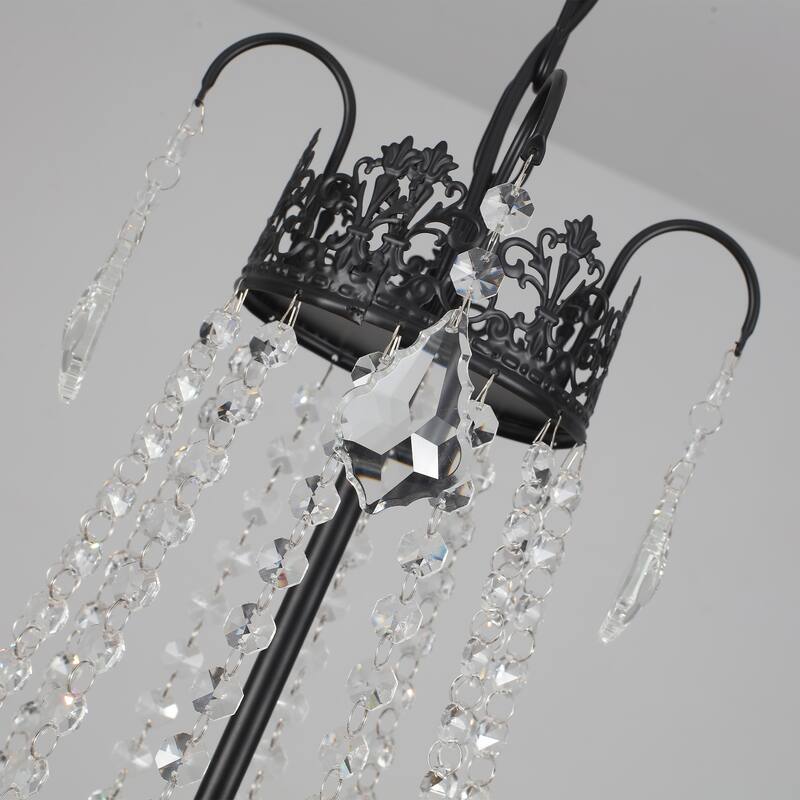 6-Light Candle Design Hanging Crystal Linear Chandelier Lighting for Kitchen Island
