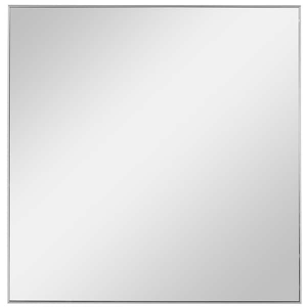 slide 1 of 1, 28" Brushed Silver Square Home Decor Furniture Uttermost Alexo Mirror
