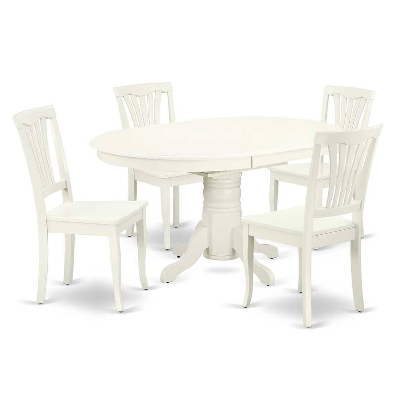 Oval Dining Set 5pc - Modern Dining Table w/ 4 Chairs - 42/60 Inch Expandable Table