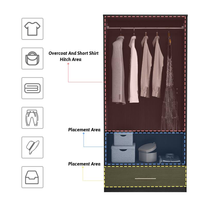 31.5"W x 66.9"H Wardrobe Armoire For Bedroom Saving Saving