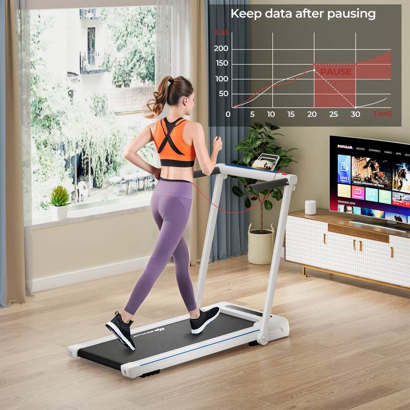 Goplus 2.25HP 3-in-1 Folding Treadmill W/Table Speaker Remote Home - See details