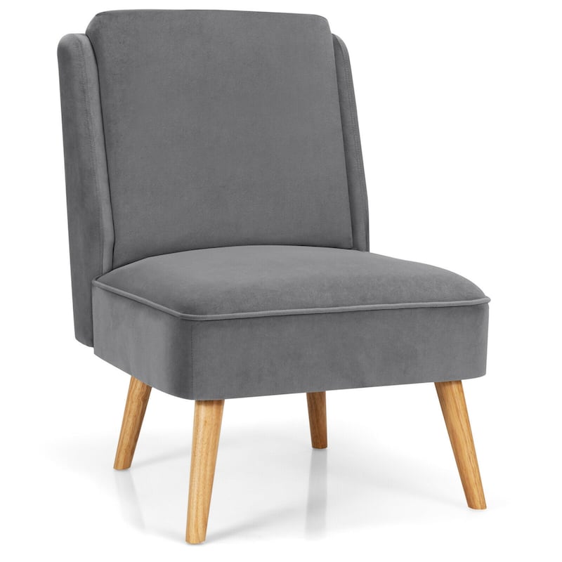 Gymax 2PCS Velvet Accent Chair Single Sofa Chair Leisure Chair with - 19'' x 23.5'' x 16''