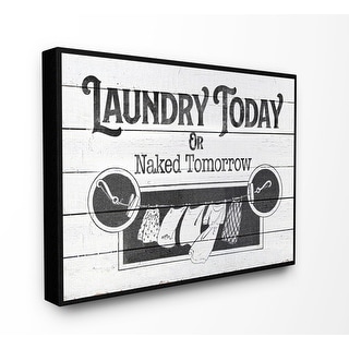 Stupell Industries Laundry Today Funny Bathroom Word Design Canvas Wall ...