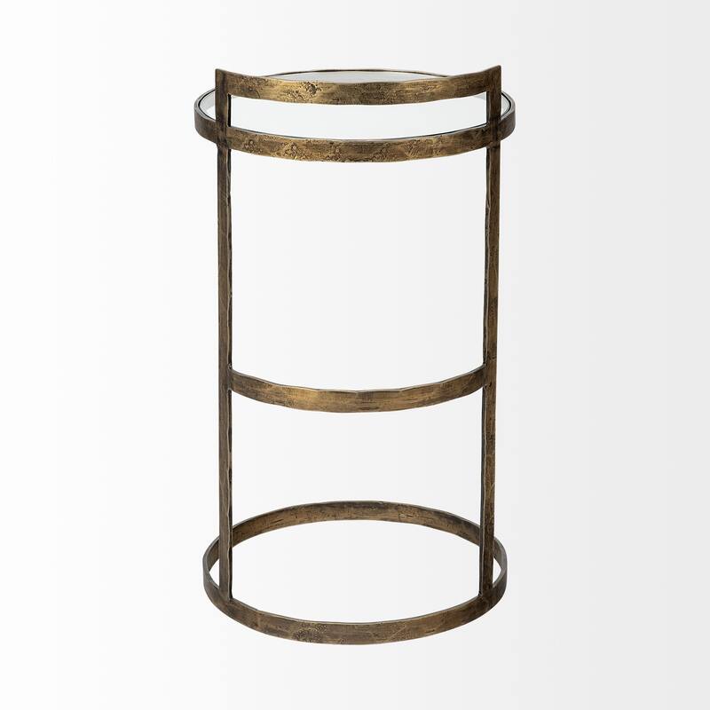HomeRoots 27" Gold And Clear Glass Round End Table - 15' X '26.5' X '15