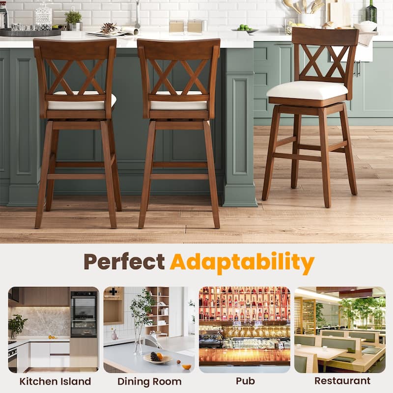 31" Tall Swivel Bar Chair with Ergonomic Backrest and Upholstered Seat for Kitchen Counter or Bar Island - 21.5" x 19" x 43"