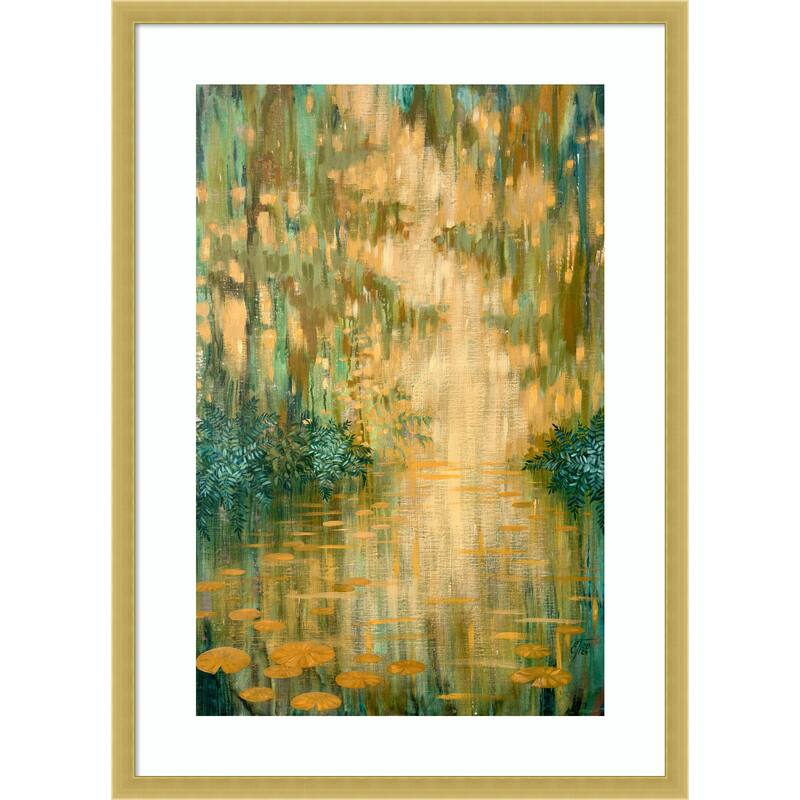 Mysterious Pond in the Thicket by Ekaterina Prisich Wood Framed Wall Art Print