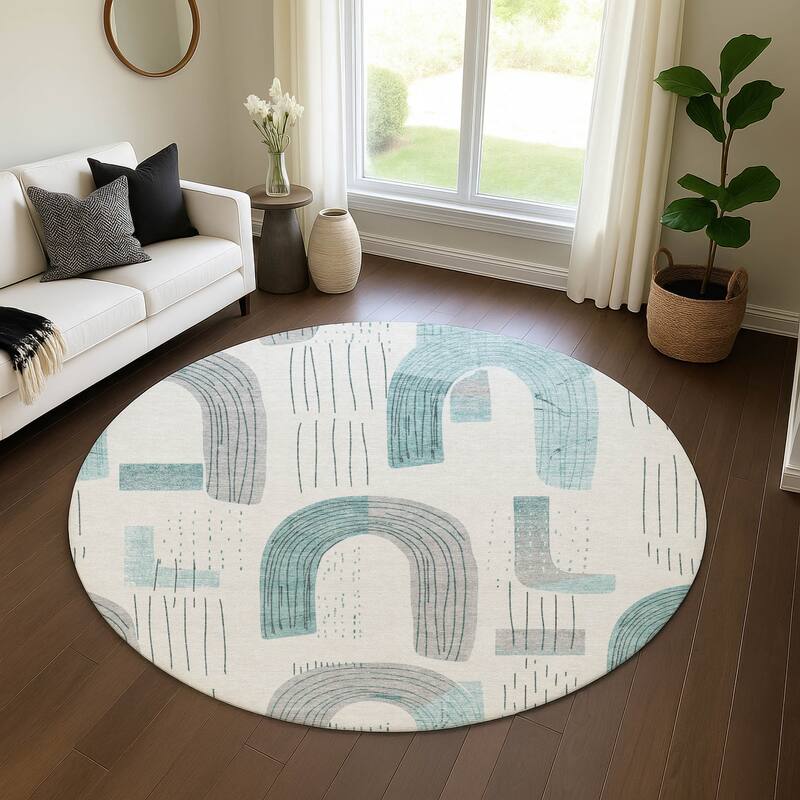 Premium Washable Super Soft Contemporary Mayfield Rug - Teal - 8' x 8'