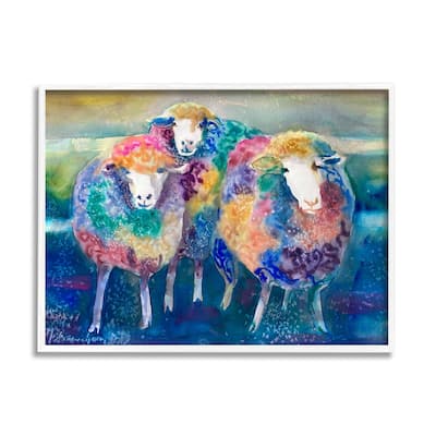 Stupell Fun Cute Bold Rainbow Farm Sheep Design Framed Wall Art - Multi-Color