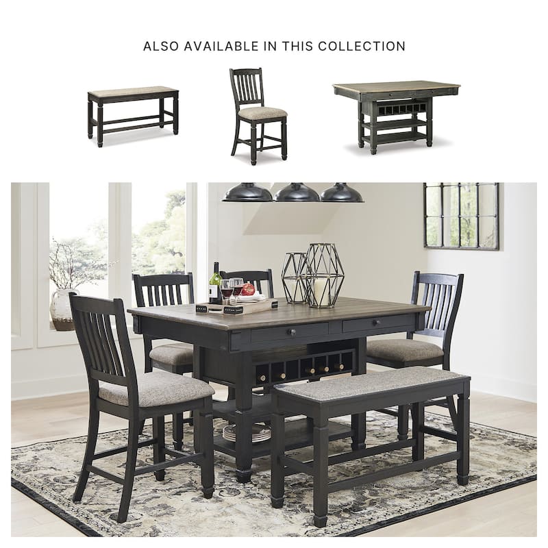 Signature Design by Ashley Tyler Creek Antique Black Upholstered Counter Height Bench