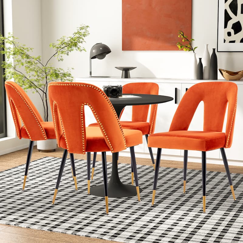 Modern Velvet Upholstered Dining Chairs Set of 6