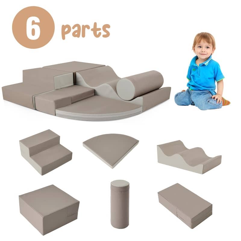 Soft Climb and Crawl Foam Playset 6 in 1, Kids Crawling and Climbing
