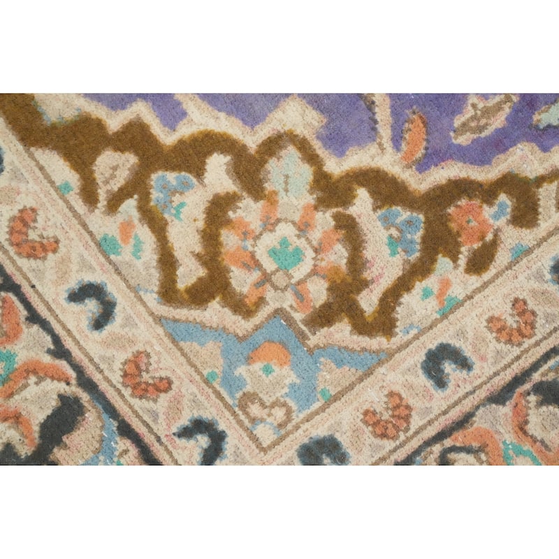 Hand Knotted Oriental 100% Wool Carpet Traditional Floral Purples Tabriz Area Rug - 4' 7'' X 3' 3''