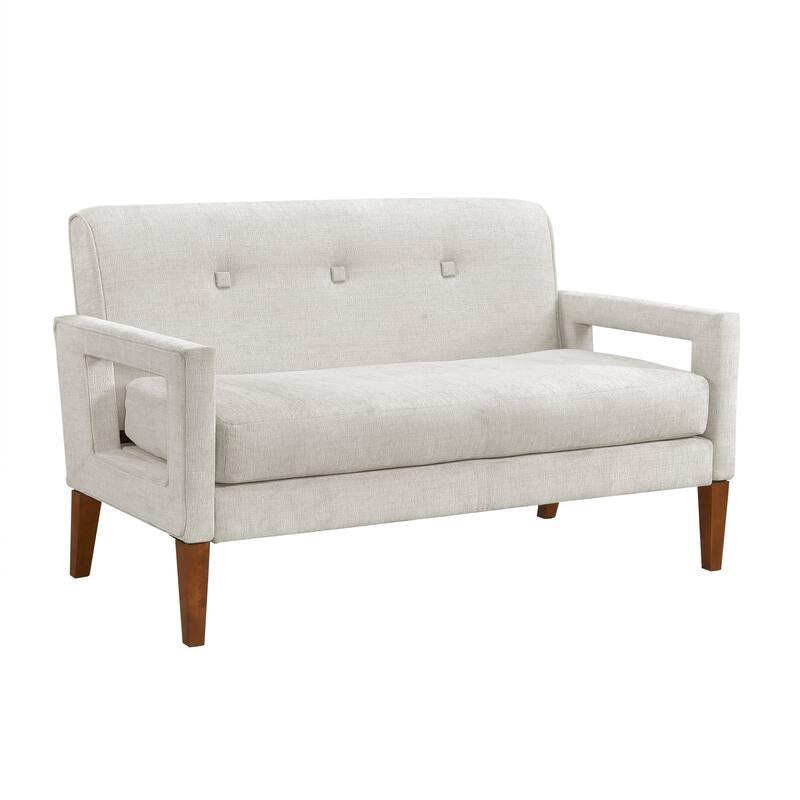 Modern Living Room Furniture Loveseat Gray Chenille Upholstery Pocket Coils Solid Wood Legs Furniture 1Pc