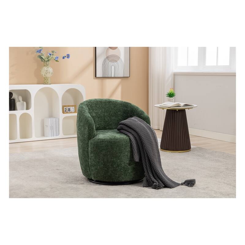 Chenille Fabric Swivel Accent Armchair Barrel Chair