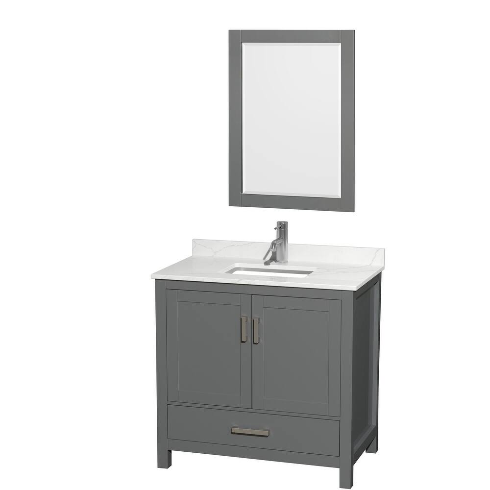 Sheffield 36-inch Single Vanity, Single Hole Quartz Top,24-inch Mirror