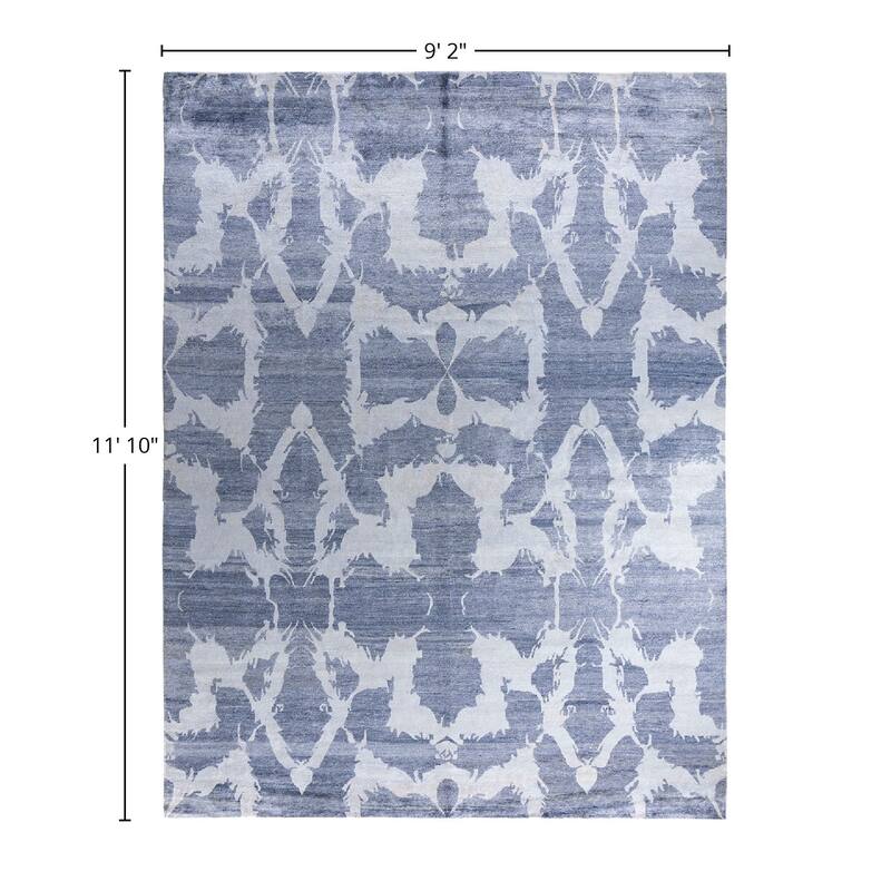 Modern One-of-a-Kind Hand-Knotted Area Rug, Blue - 9' 2" x 11' 10"