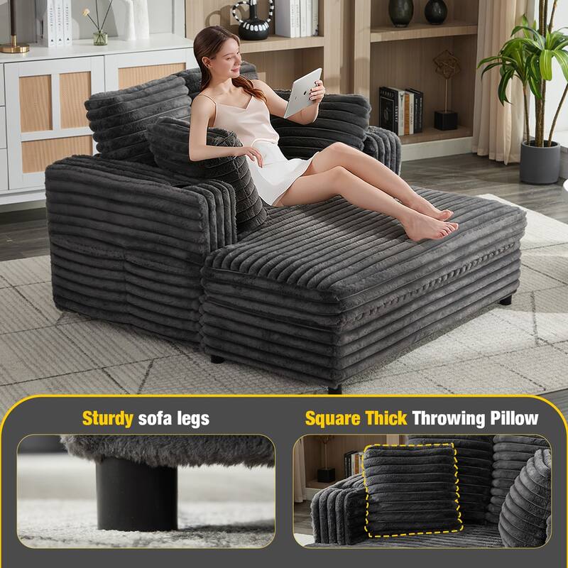 Chaise Lounge Chair with Side Pockets and USB Charging, Sofa Chair Accent Chair Reception Chair Reading Chair