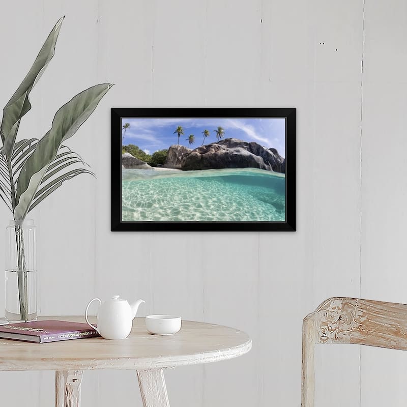 "Tropical palm tree paradise" Black Framed Print - 24 x 16