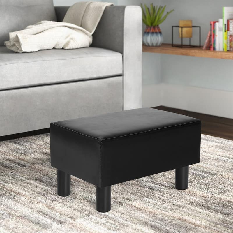 Adeco Rectangle Footrest Ottoman Faux Leather Foot Stool