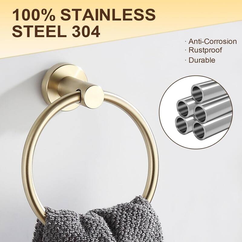 2-pack 304 stainless steel towel ring wall mounted bathroom towel rack round towel rack