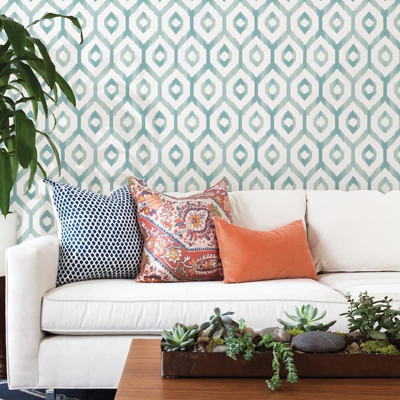 A-Street Prints Lucia Teal Diamond Wallpaper