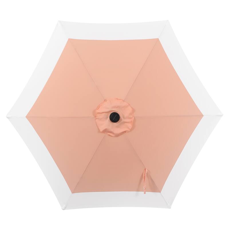 Sidney 9 ft. 2-Tone Solar LED Market Patio Umbrella with 12 LED Strip Lights, Auto-Tilt, Crank and UV Protection, by JONATHAN Y