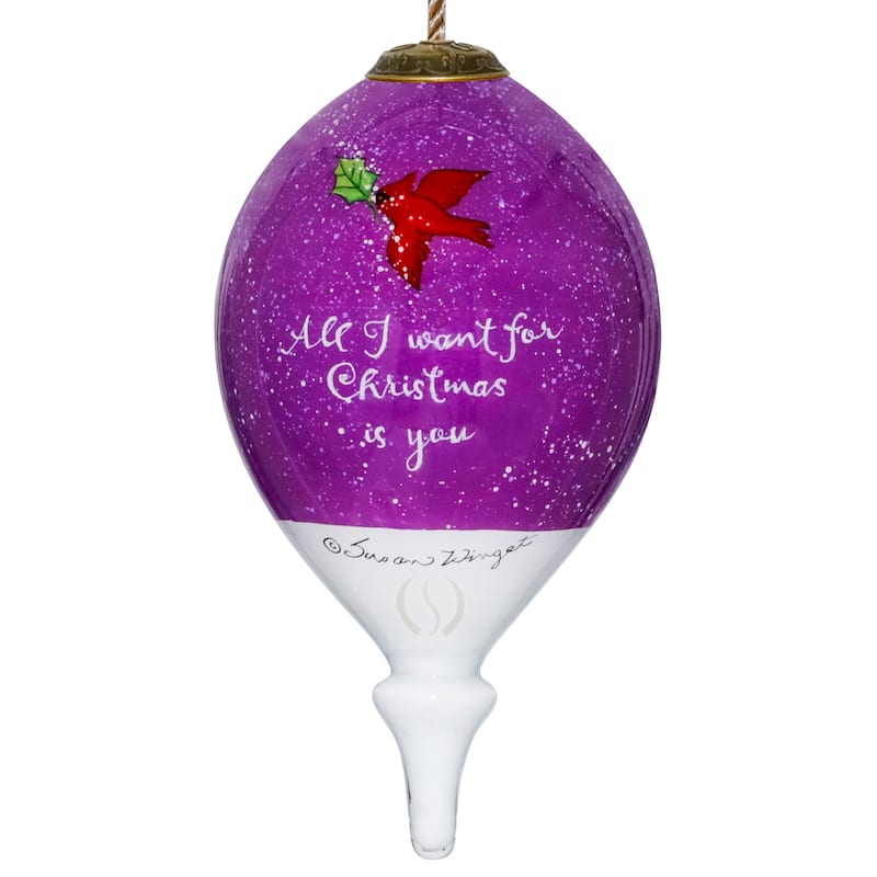 Inner Beauty Snowman Couple Hand Painted Glass Ornament - N/A