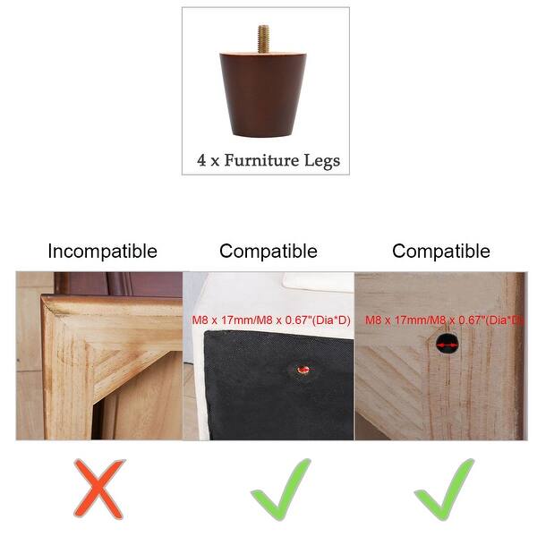 Shop 2 Round Solid Wood Furniture Leg Couch Feet Adjuster Replacement Set Of 4 Walnut Color 4pcs Overstock 29306696