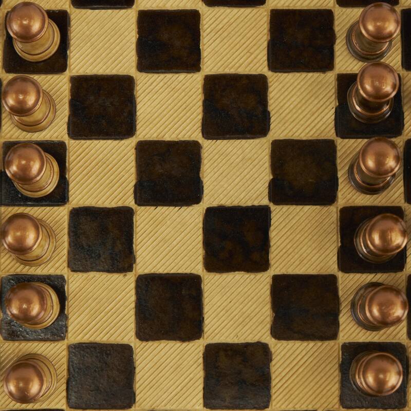 Polystone Chess Game Set - Brown - Roche River Decor