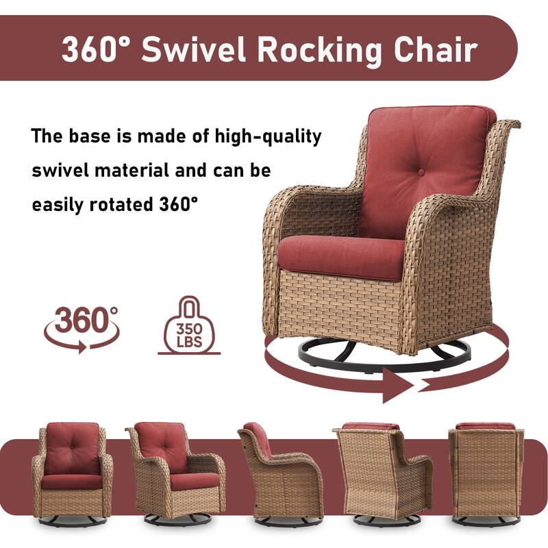 Outdoor Swivel Chairs Patio Rocker Glider Chairs with Coffee Table