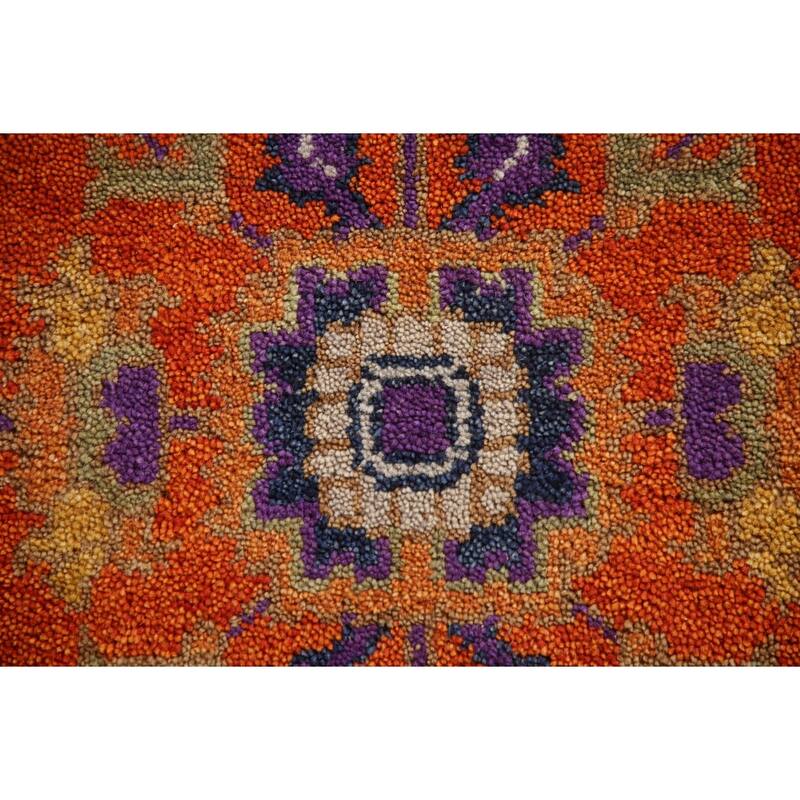 Orange Floral Heriz-Serapi Oriental Accent Rug Wool Carpet - 3'0"x 5'0"