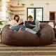 preview thumbnail 32 of 49, Jaxx 7ft Oversized Bean Bag Couch – Extra Large 3-Seat Floor Sofa with Washable Cover Play Rooms, Living Rooms & Basements Chocolate