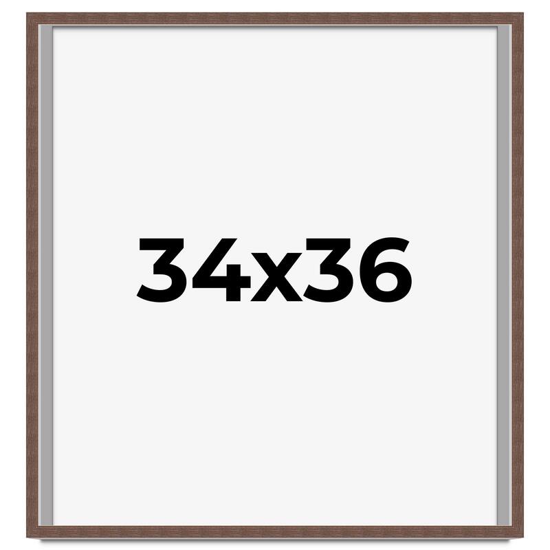 34x36 Shadow Box Frame Brown | 1.125 inches Deep Real Wood Rustic