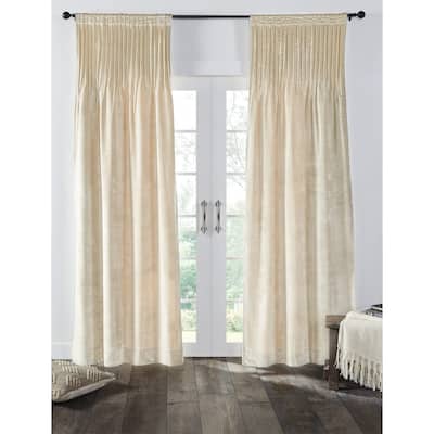 Lia Velvet Pleated Curtain, Ivory, 120