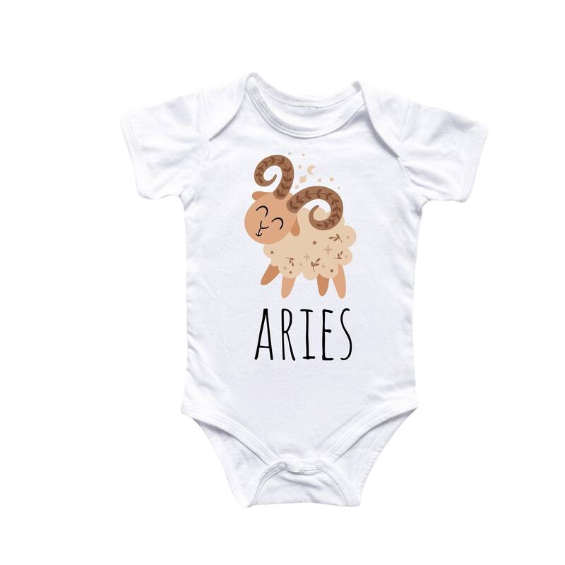 Aries Zodiac - Baby Boy Girl Clothes Infant Bodysuit Funny Cute Newborn 2 - White - 3-6M