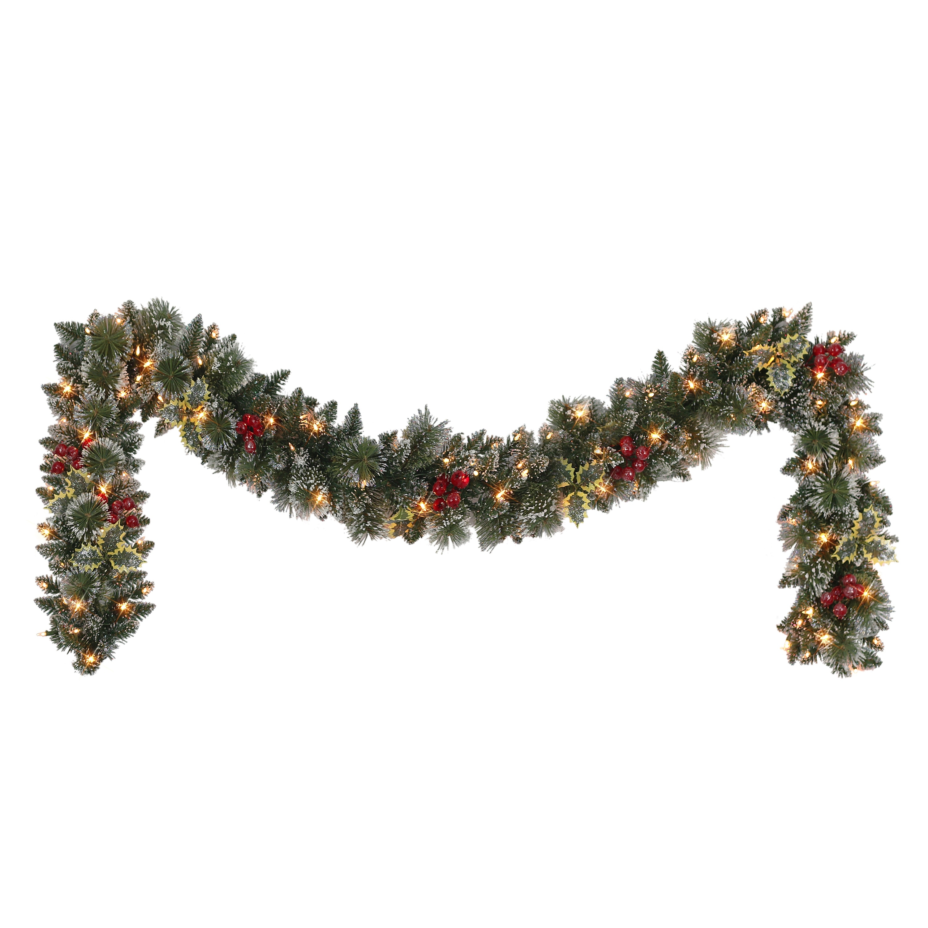 Puleo International 9 ft. x 10" Pre-Lit Snowy Silverton Pine Garland - 9.8