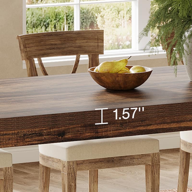 86.61 Inch Extra Long Wood Dining Table Kitchen Table for 6-8