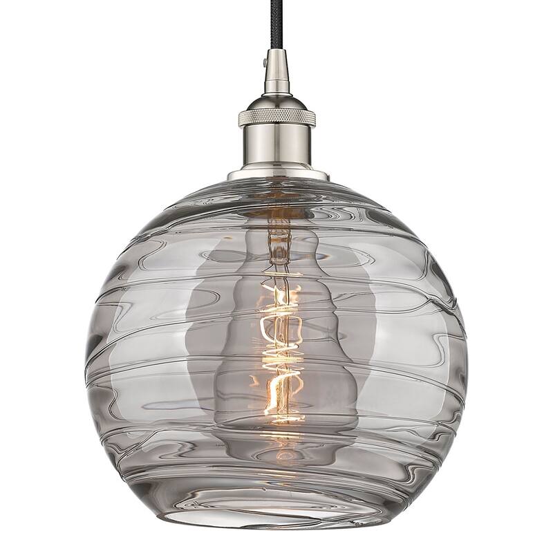 Innovations Lighting 616-1P 12 10 Athens Deco Swirl Pendant Athens - Polished Nickel / Light Smoke Deco Swirl