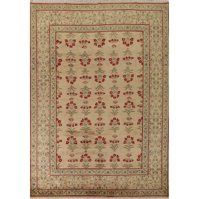 All-Over Aubusson Oriental Area Rug Handmade Wool Carpet - 9'2"x 11'10"