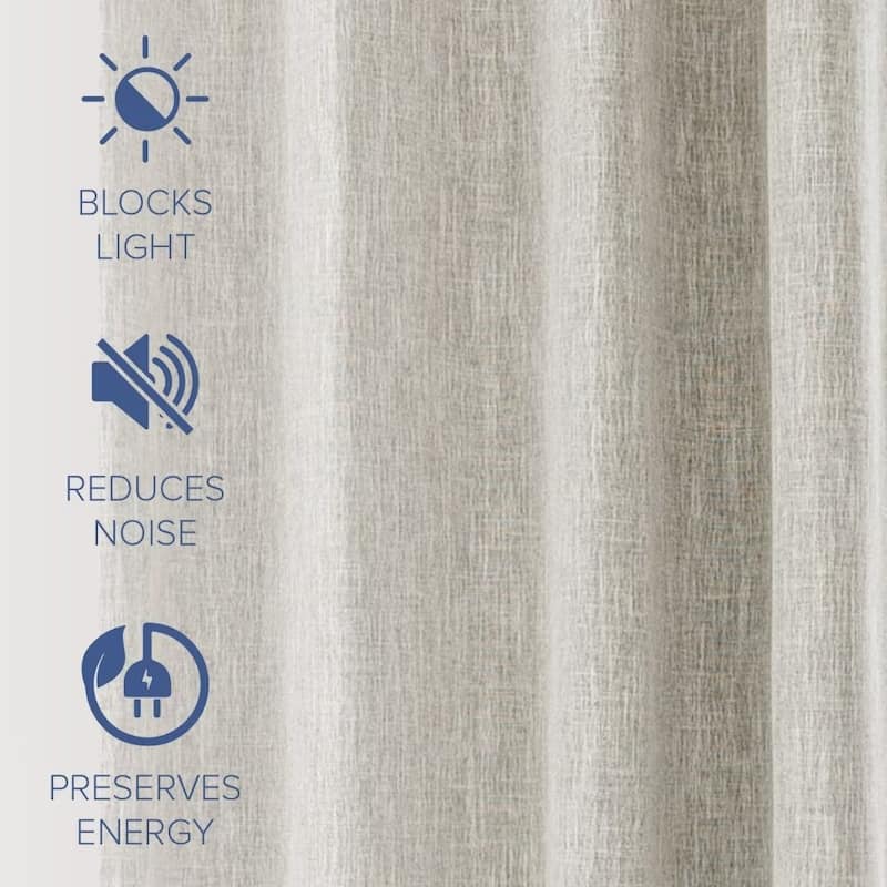 Linen Texture 100% Blackout Grommet Curtain Pair(2 panels)