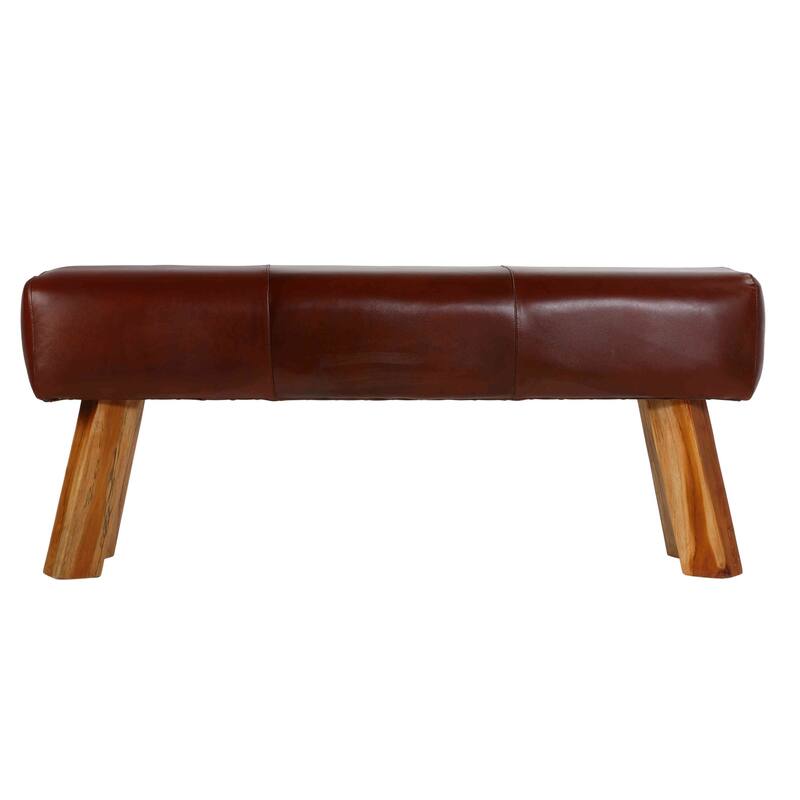 Bare Decor Lika Bench Genuine 100% Leather, Brown